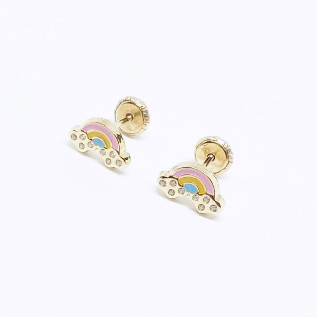 PENDIENTES ARCOÍRIS Oro 18K Circonitas Y Esmalte de colores