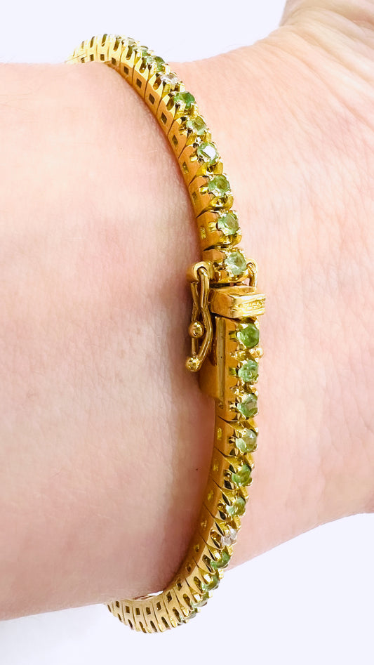 PULSERA de Oro Amarillo 18 kilates, DIAMANTES y SAVORITAS