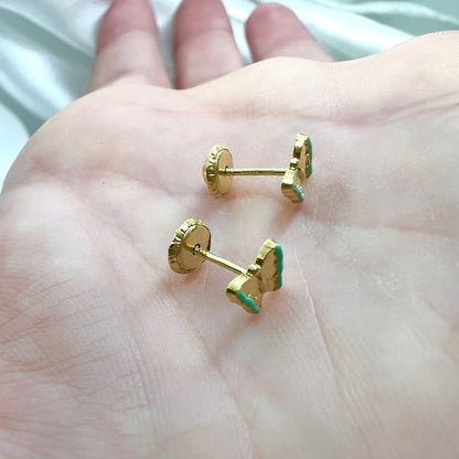 PENDIENTES MARIPOSA Oro 18K y esmalte verde