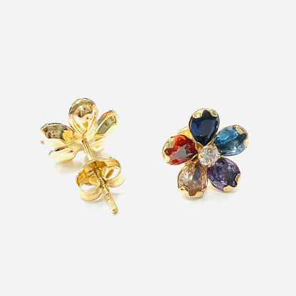 PENDIENTES de Oro Amarillo de 18 kilates con Topacios de colores y Circonitas