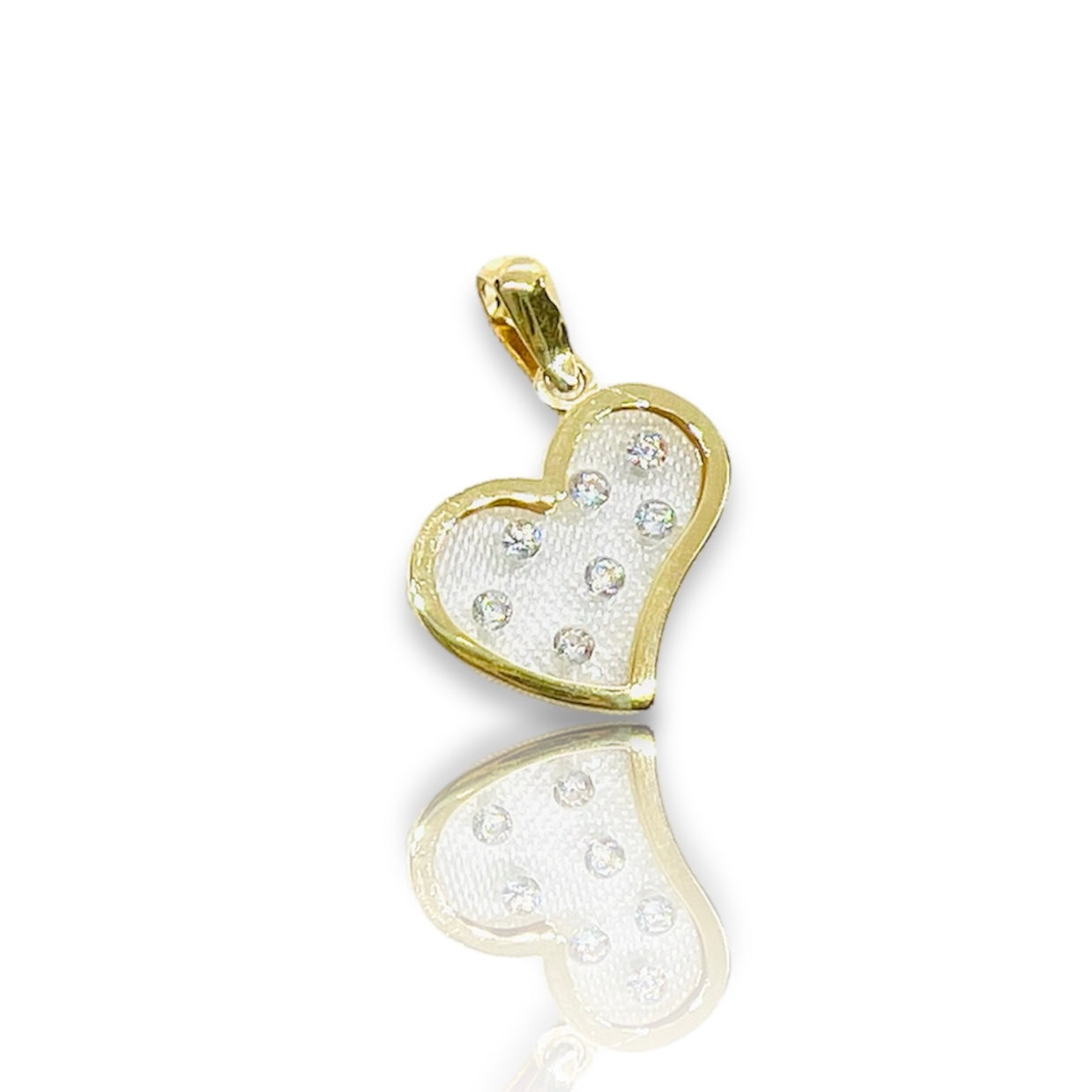 COLGANTE CORAZÓN en Oro Amarillo 18k y circonita