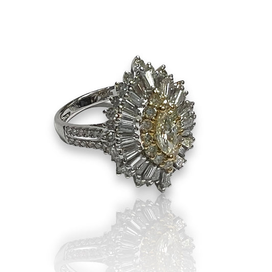 ANILLO de Oro Blanco y Amarillo de 18 kilates y Brillantes