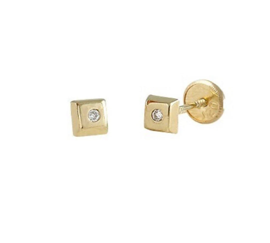 PENDIENTES De ORO y DIAMANTE 18K bebé, Su primer Diamante y oro 18k, Oro Amarillo, diferentes modelos: corazón , estrella, trébol..