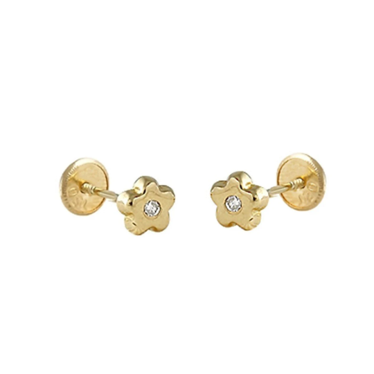 PENDIENTES De ORO y DIAMANTE 18K bebé, Su primer Diamante y oro 18k, Oro Amarillo, diferentes modelos: corazón , estrella, trébol..