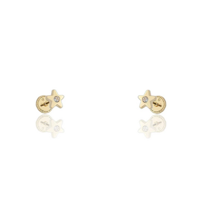 PENDIENTES De ORO y DIAMANTE 18K bebé, Su primer Diamante y oro 18k, Oro Amarillo, diferentes modelos: corazón , estrella, trébol..