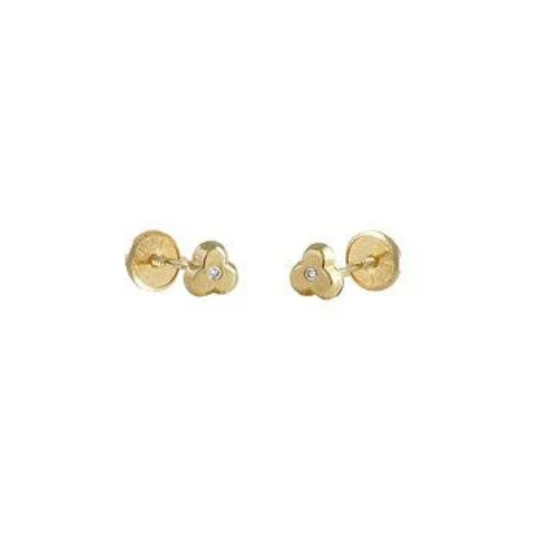 PENDIENTES De ORO y DIAMANTE 18K bebé, Su primer Diamante y oro 18k, Oro Amarillo, diferentes modelos: corazón , estrella, trébol..