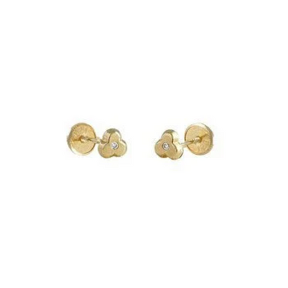 PENDIENTES De ORO y DIAMANTE 18K bebé, Su primer Diamante y oro 18k, Oro Amarillo, diferentes modelos: corazón , estrella, trébol..