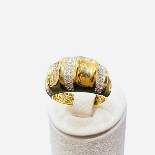 ANILLO Oro Amarillo de 18 Kilates y Circonita, ajustable a la medida que desee