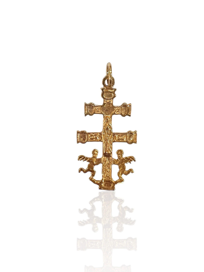 COLGANTE CRUZ de CARAVACA Oro Amarillo 18 kilates (sin relieve), Colgante Cruz latina Oro Amarillo, Crucifijo Oro Amarillo 18 k