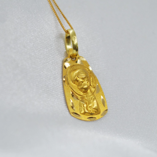 MEDALLA Virgen Niña de Oro Amarillo 18 kilates, colgante Virgen 18 kil, Colgante Religioso de Oro, Virgen Oro