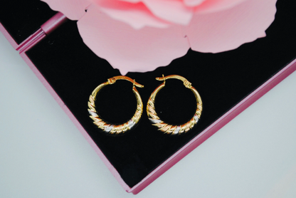 ARGOLLAS De dos ORO 18K, Pendientes de ORO Amarillo y Blanco 18 Kilates, Aros Oro Amarillo Blanco  Mate 18k, Aretes Mujer