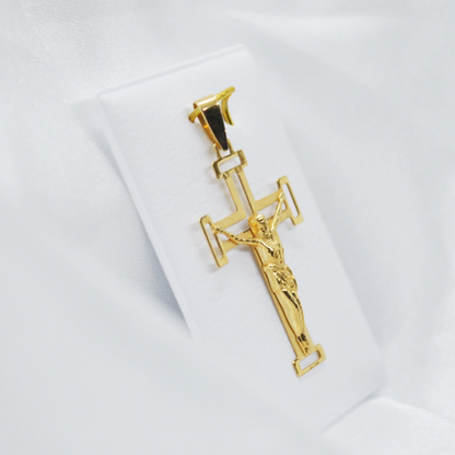 COLGANTE CRUZ de Jesús Oro Amarillo 18 kilates, Colgante Crucifijo Oro Amarillo, Cristo Oro Amarillo 18k, Colgante religioso