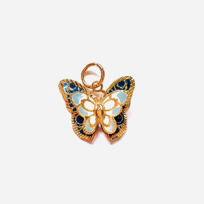 Precioso COLGANTE MARIPOSA en Relieve de Oro Amarillo de 18 kilates, Colgante Oro 18kl, Colgante para cadena de oro, Tres colores diferentes