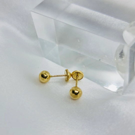 PENDIENTES De ORO 18K, Pendientes de ORO Amarillo Bolas 18 Kilates, Oro Amarillo 18k, Pendiente Niña, Pendiente Bola Mujer 18kl dorado