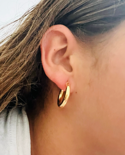 Argollas de Oro Amarillo de 18 kilates, Aretes Oro, Aros mujer, Argollas de Oro, 18 kilates