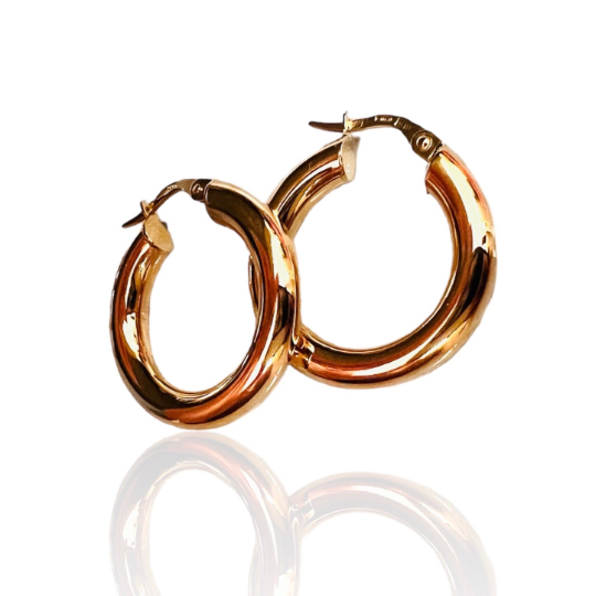 Argollas de Oro Amarillo de 18 kilates, Aretes Oro, Aros mujer, Argollas de Oro, 18 kilates