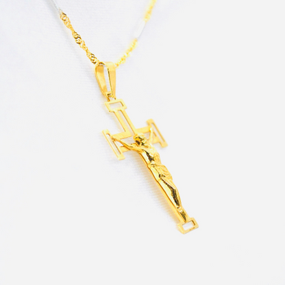 COLGANTE CRUZ de Jesús Oro Amarillo 18 kilates, Colgante Crucifijo Oro Amarillo, Cristo Oro Amarillo 18k, Colgante religioso