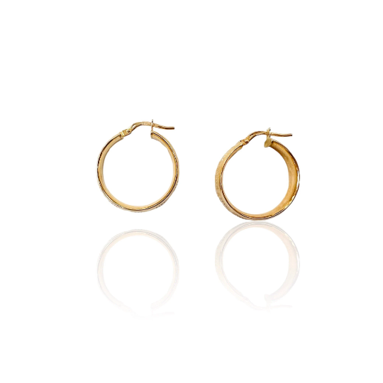 ARGOLLAS De ORO 18K Labradas, Pendientes de ORO Amarillo 18 Kilates Labradas, Aros Oro Amarillo 18k, Aretes Labrados 18 Kilates, 23 mm