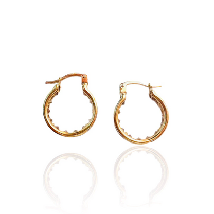 ARGOLLAS De ORO 18K y Circonita, Pendientes de ORO Amarillo 18 Kilates, Pendiente Mujer 18 kl dorado, dos tamaños