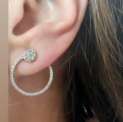 Precioso Pendientes de Oro Blanco de 18 k y Brillantes