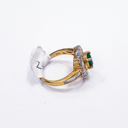 ANILLO De ESMERALDA Vintage y DIAMANTES en oro de 18 Kilates