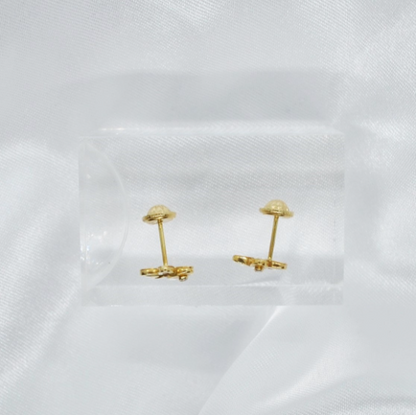 PENDIENTES Flor Circonita De ORO 18K, Pendientes de ORO Amarillo Zirconita 18 Kilates, Pendientes Flor Oro 18Kl, Pendiente Niña Circonitas