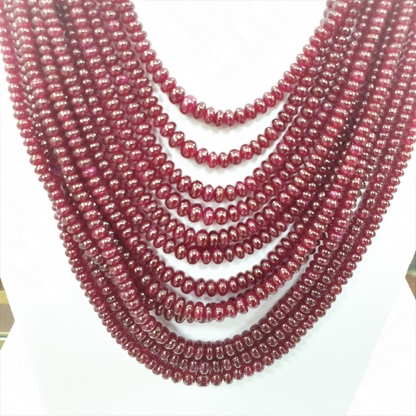 COLLAR de RUBIES, Collar RUBIES Piedra Preciosa Roja, Collar Rubi de Birmania de 11 Vueltas, Gargantilla Rubi de Birmania, Collar de Piedras