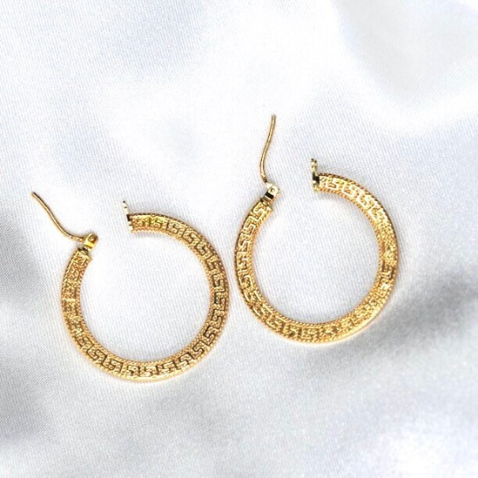 PENDIENTES De ORO 18K, Pendientes de ORO Amarillo 18 Kilates, Oro Amarillo 18k, Aretes Labrados Oro Amarillo, Pendiente Mujer 18kl dorado