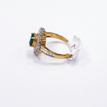 ANILLO De ESMERALDA Vintage y DIAMANTES en oro de 18 Kilates