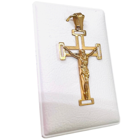 COLGANTE CRUZ de Jesús Oro Amarillo 18 kilates, Colgante Crucifijo Oro Amarillo, Cristo Oro Amarillo 18k, Colgante religioso