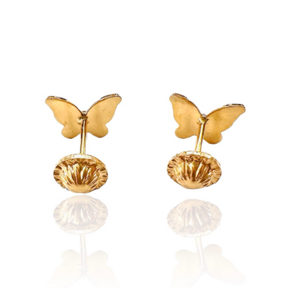 PENDIENTES Niña MARIPOSA  De ORO 18K y Circonita, Pendientes de Oro Amarillo 18, Oro 18k, Pendientes Oro 18, Pendiente Niña 18kl