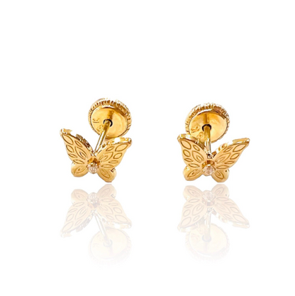 PENDIENTES Niña MARIPOSA  De ORO 18K y Circonita, Pendientes de Oro Amarillo 18, Oro 18k, Pendientes Oro 18, Pendiente Niña 18kl