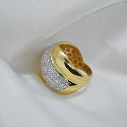 ANILLO Oro Amarillo de 18 Kilates y Circonita, ajustable a la medida que desee, Anillos de 18 kilates , 7.45 gramos, Anillo de Oro y piedras