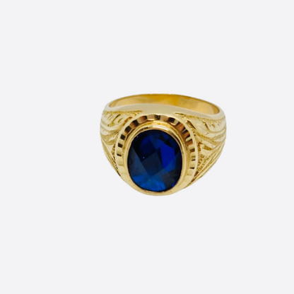 ANILLO SELLO Ovalado TOPACIO Azul Oro Amarillo 18 kilates, Anillo Oro 18k 7'2 Gramos, Sello de Oro Amarillo 18K ,Anillo Sello Oval Caballero