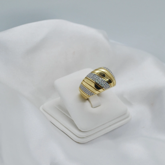 ANILLO Oro Amarillo de 18 Kilates y Circonita, ajustable a la medida que desee, Anillos de 18 kilates , 9.25 gramos, Anillo de Oro y piedras