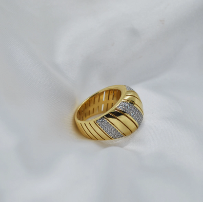 ANILLO Oro Amarillo de 18 Kilates y Circonita, ajustable a la medida que desee, Anillos de 18 kilates , 9.25 gramos, Anillo de Oro y piedras