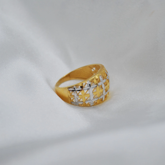 ANILLO Oro Blanco y Amarillo de 18 Kilates ajustable a la medida que desee, Anillos de 18 kilates , 3.4 gramos, Anillos de dos Oros