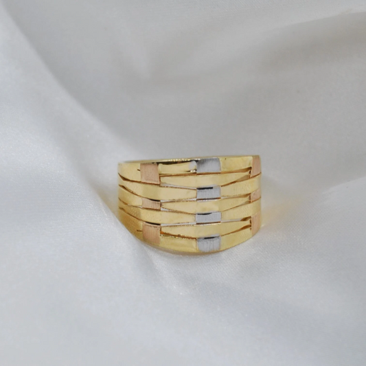 ANILLO Oro Amarillo, Blanco y Rosa de 18 Kilates ajustable a la medida que desee, Anillos de 18 kilates , 4.75 gramos, Anillos de 3 Oros