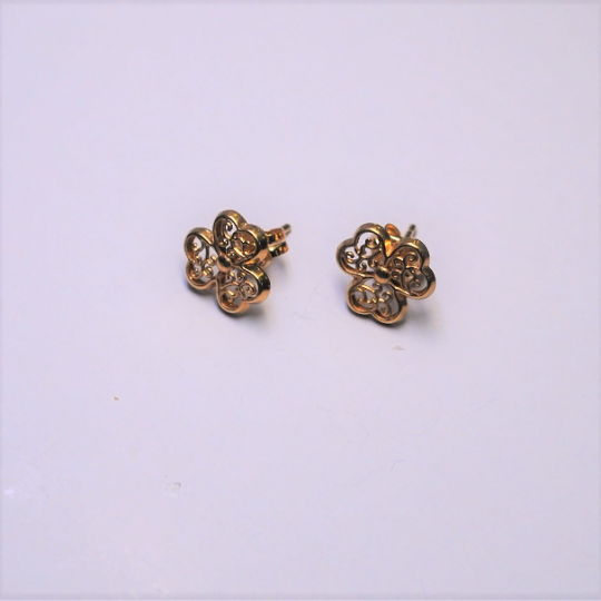 PENDIENTES Trebol ORO Blanco Amarillo 18K, Pendiente de ORO Amarillo Blanco 18 Kilates, Oro Amarillo Blanco 18k, Pendiente Trebol 18kl