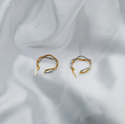 ARGOLLAS De ORO 18K, Pendientes de ORO Amarillo Blanco 18 Kilates, Aros Oro Amarillo Blanco 18k, Aretes 18 Kilates Mujer, Argollas Dos oros