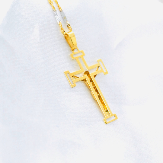 COLGANTE CRUZ de Jesús Oro Amarillo 18 kilates, Colgante Crucifijo Oro Amarillo, Cristo Oro Amarillo 18k, Colgante religioso