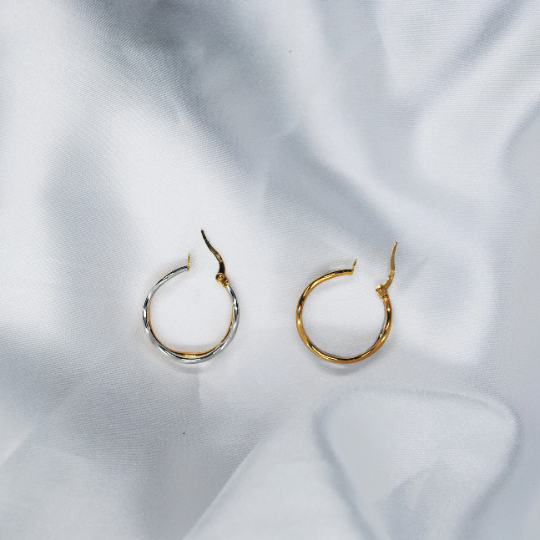 ARGOLLAS De ORO 18K, Pendientes de ORO Amarillo Blanco 18 Kilates, Aros Oro Amarillo Blanco 18k, Aretes 18 Kilates Mujer, Argollas Dos oros