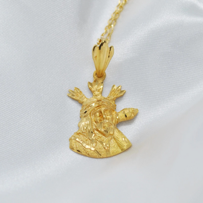 COLGANTE Rostro de CRISTO Oro Amarillo 18 kilates, Colgante Cruz Cara de Jesús 18 k, Cabeza de Jesucristo