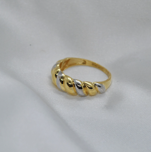 ANILLO Oro Blanco y Amarillo de 18 Kilates ajustable a la medida que desee, Anillos de 18 kilates , 2.5 gramos, Anillos de dos Oros