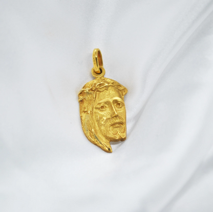 COLGANTE Rostro de CRISTO Oro Amarillo 18 kilates, Colgante Cruz Cara de Jesús 18 k, Cabeza de Jesús 5.932 g