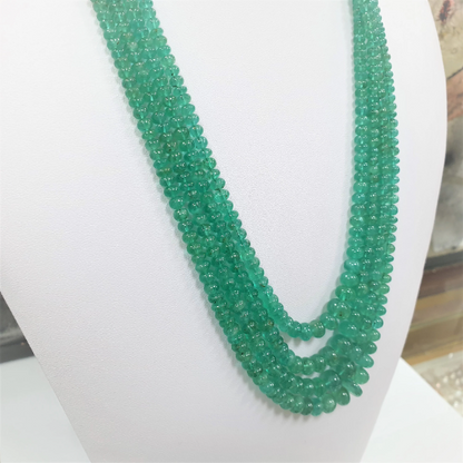 COLLAR de ESMERALDAS COLOMBIANAS 4 Tiras, Collar de Piedra Esmeralda Colombiana, Collar de Piedras Naturales y Piedras Preciosas Verdes