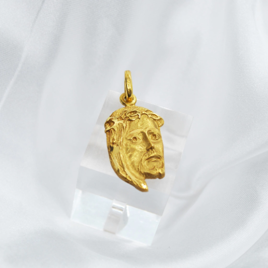 COLGANTE Rostro de CRISTO Oro Amarillo 18 kilates, Colgante Cruz Cara de Jesús 18 k, Cabeza de Jesús 5.932 g