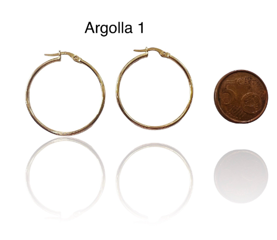 ARGOLLAS LISAS de ORO Amarillo de 18 kilates, Aros en 2 tamaños, Aretes, Pendientes de Oro Amarillo 18kl, Gramos: 1.5/ 2.8