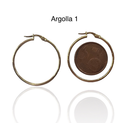 ARGOLLAS LISAS de ORO Amarillo de 18 kilates, Aros en 2 tamaños, Aretes, Pendientes de Oro Amarillo 18kl, Gramos: 1.5/ 2.8