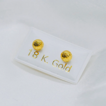 PENDIENTES De ORO 18K niña, Pendientes de ORO Amarillo Media Bola 18k, Oro Amarillo, Bola Oro 18k Labrado, dos modelos: bola redonda o chata